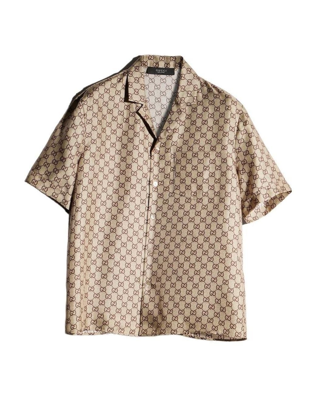 Gucci Natural Printed Bowling Shirt for men