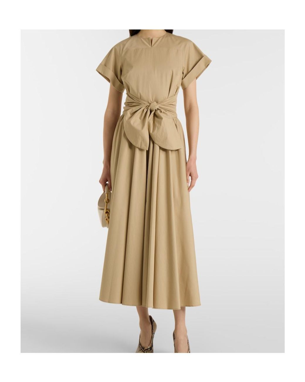 Patou Natural Gathered Cotton Midi Dress