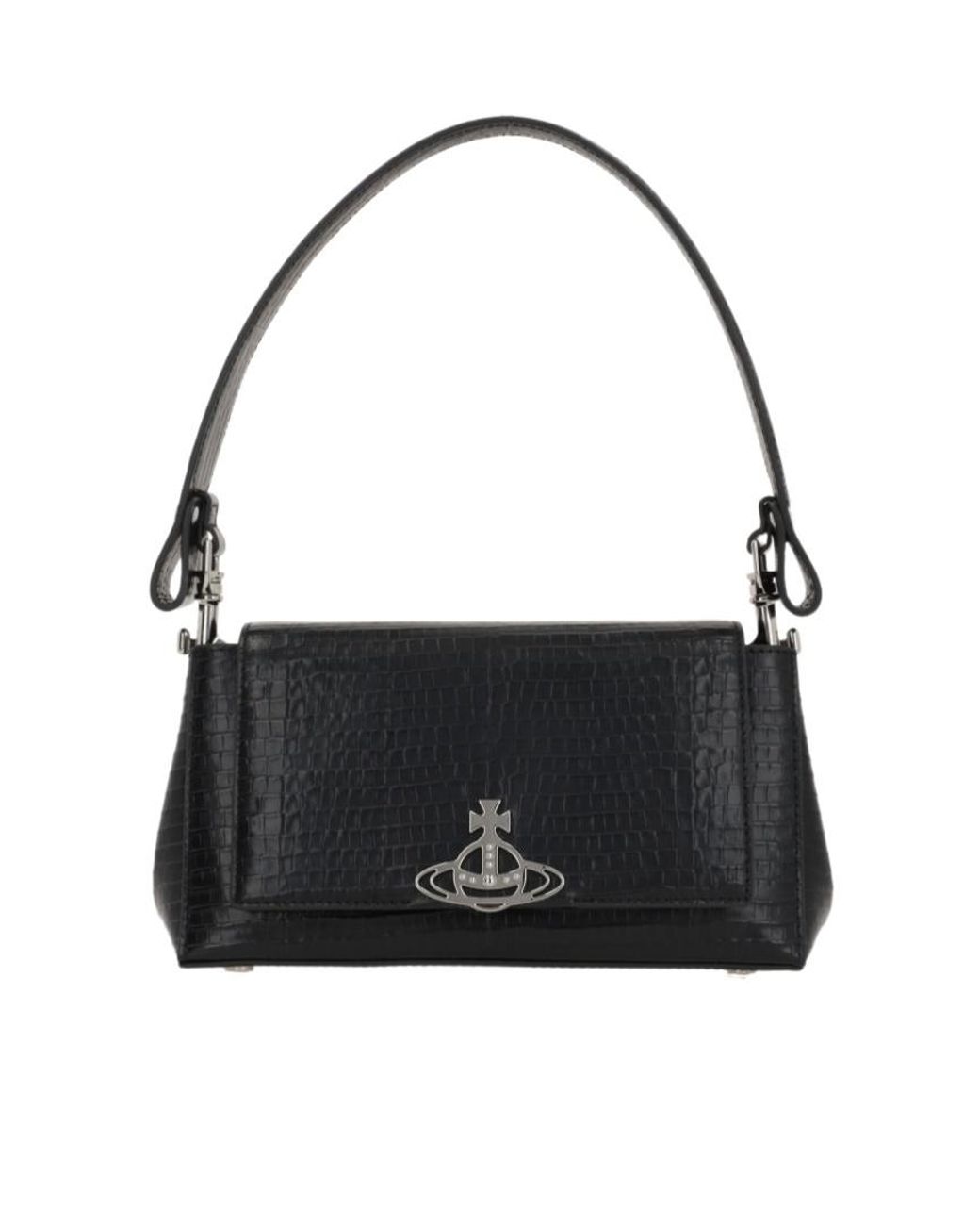 Vivienne Westwood Black Embossed Shoulder Bag
