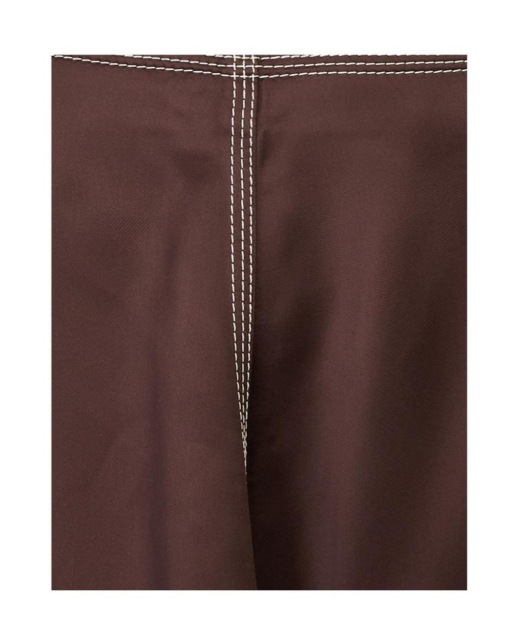 Marni Brown Contrast Stitched Satin Midi Skirt