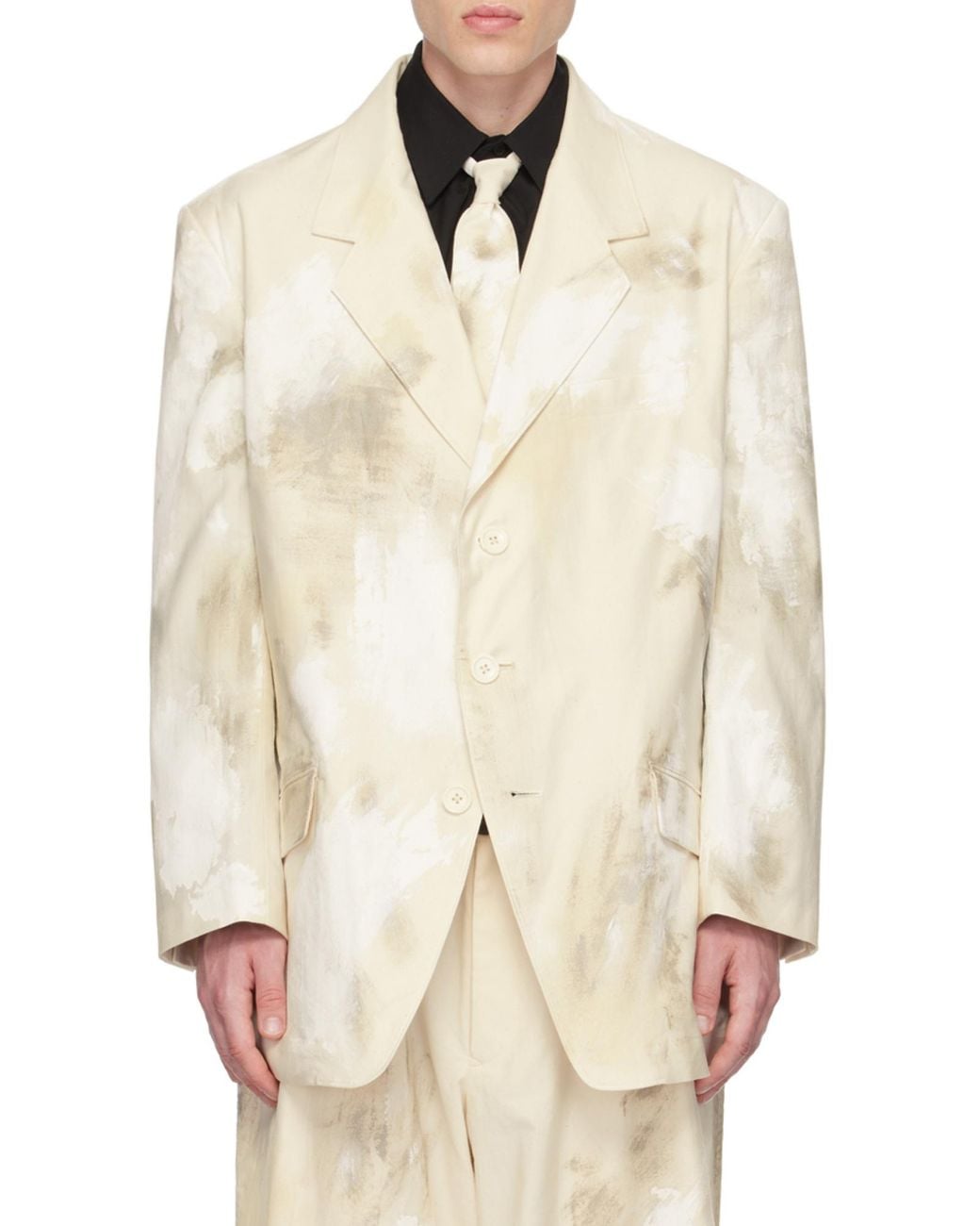 Yohji Yamamoto White Abstract Printed Blazer for men