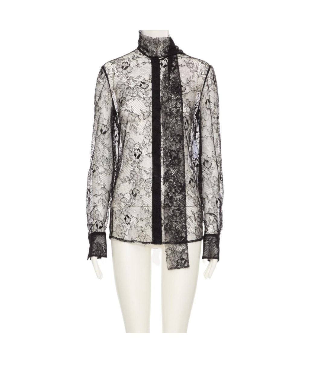 Valentino Gray Scarf Detailed Long-Sleeved Top
