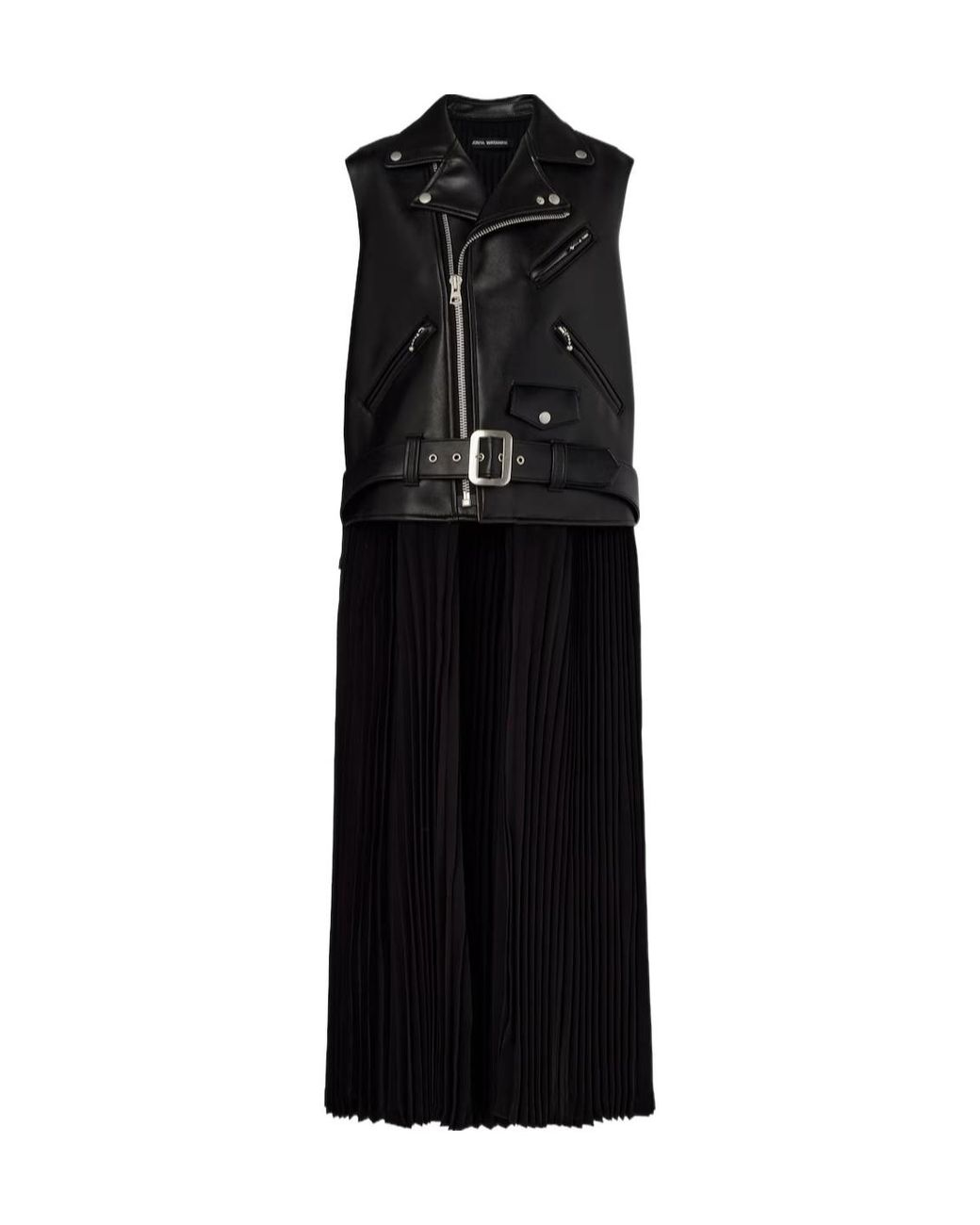 Junya Watanabe Black Pleated Detail Zip-Up Dress