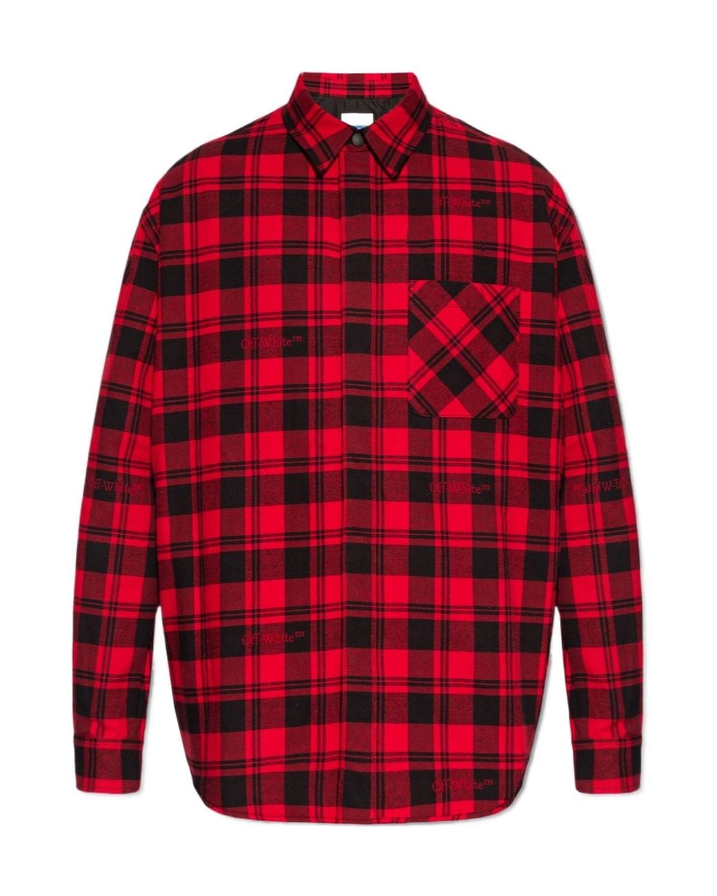 Off-White c/o Virgil Abloh Red Checked Long-Sleeved Shirt Jacket for men