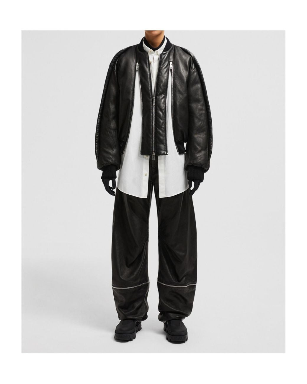 Moncler Black X Willow Smith Leather Bomber Jacket