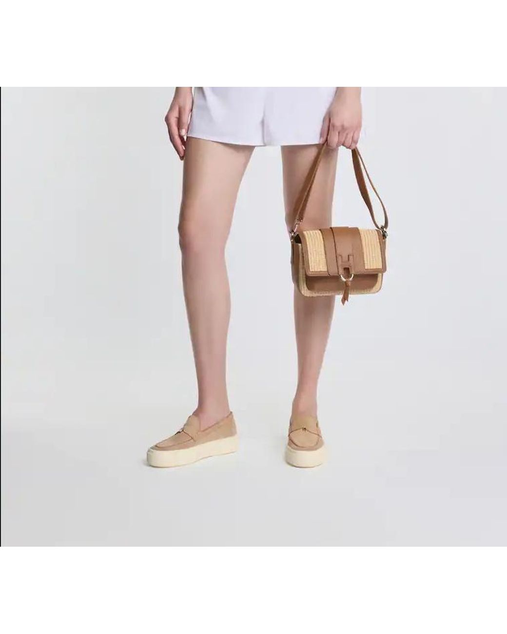 Hogan Natural Crosswind Charm Platform Flat Shoes
