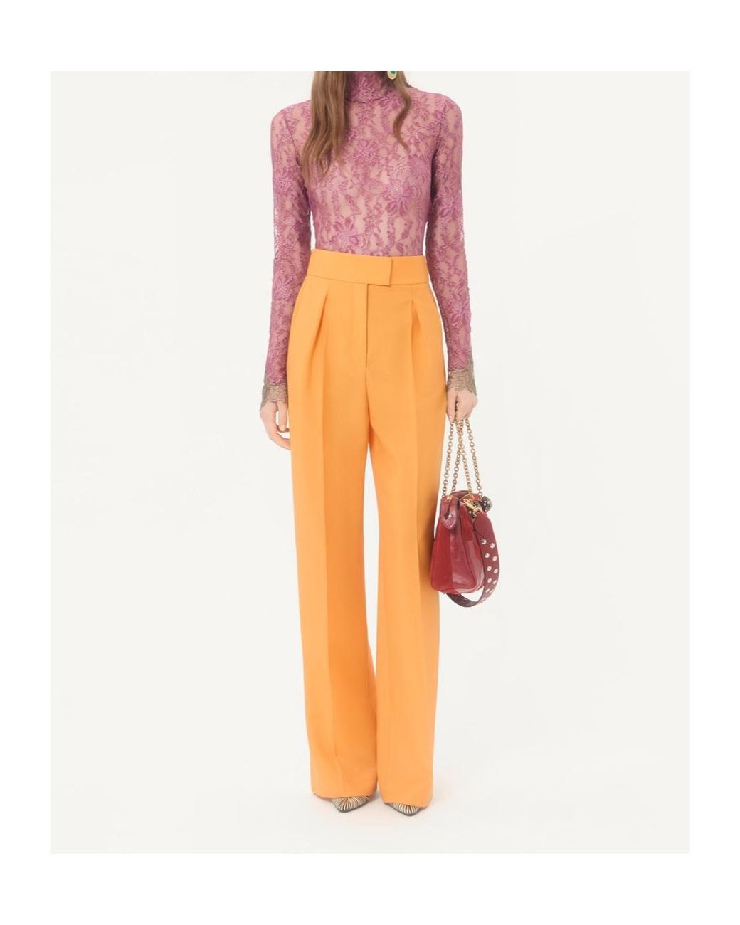 Valentino Purple Lace Long-Sleeved Bodysuit