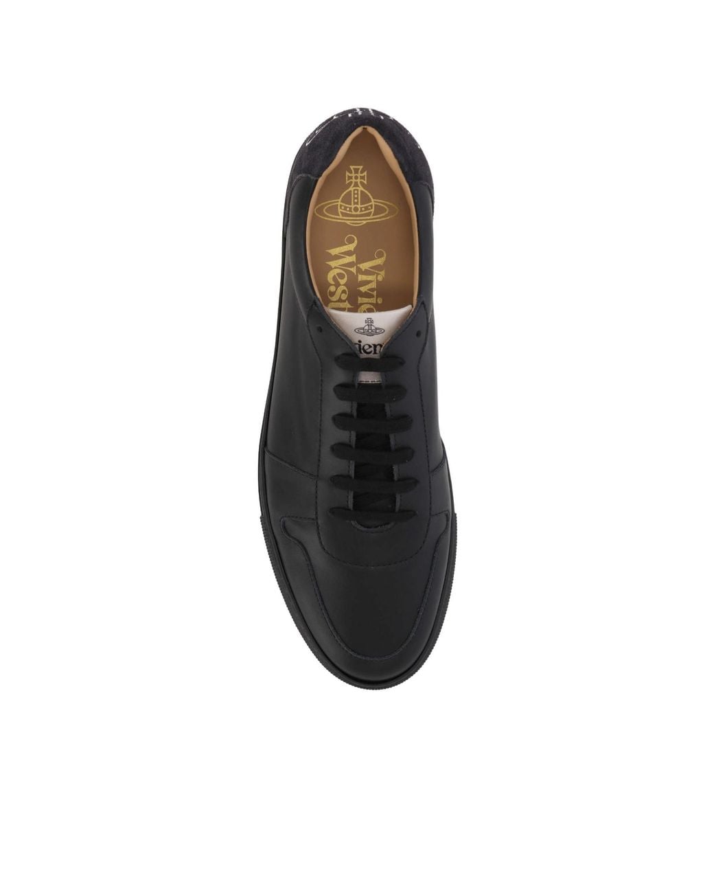 Vivienne Westwood Black Logo-Print Calf Leather Sneakers for men