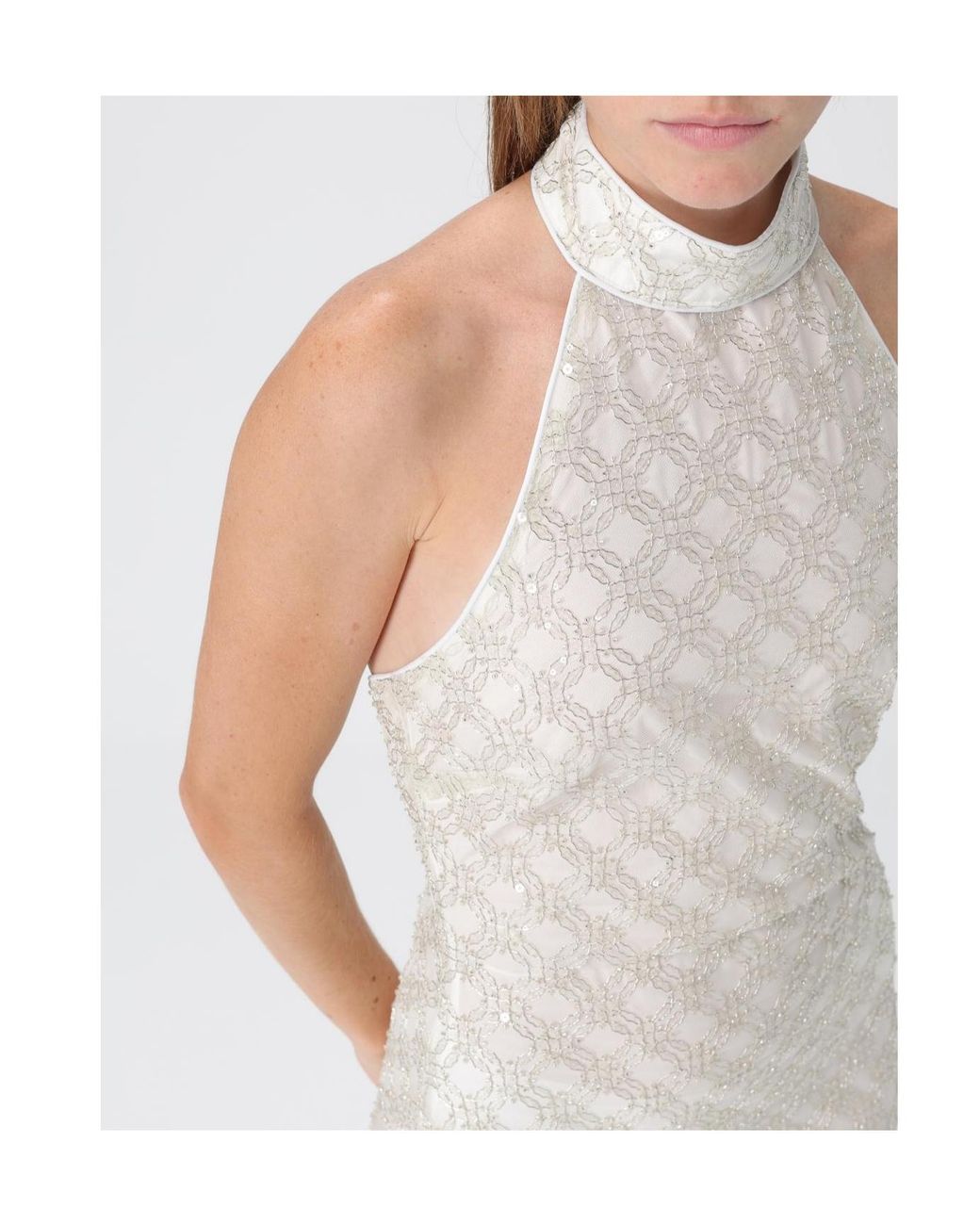 ROTATE BIRGER CHRISTENSEN White Cream-Colored Dress With Sequins