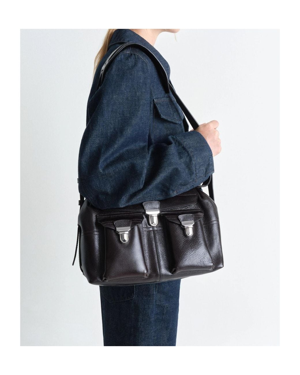 Lemaire Black Gear Medium Shoulder Bag for men