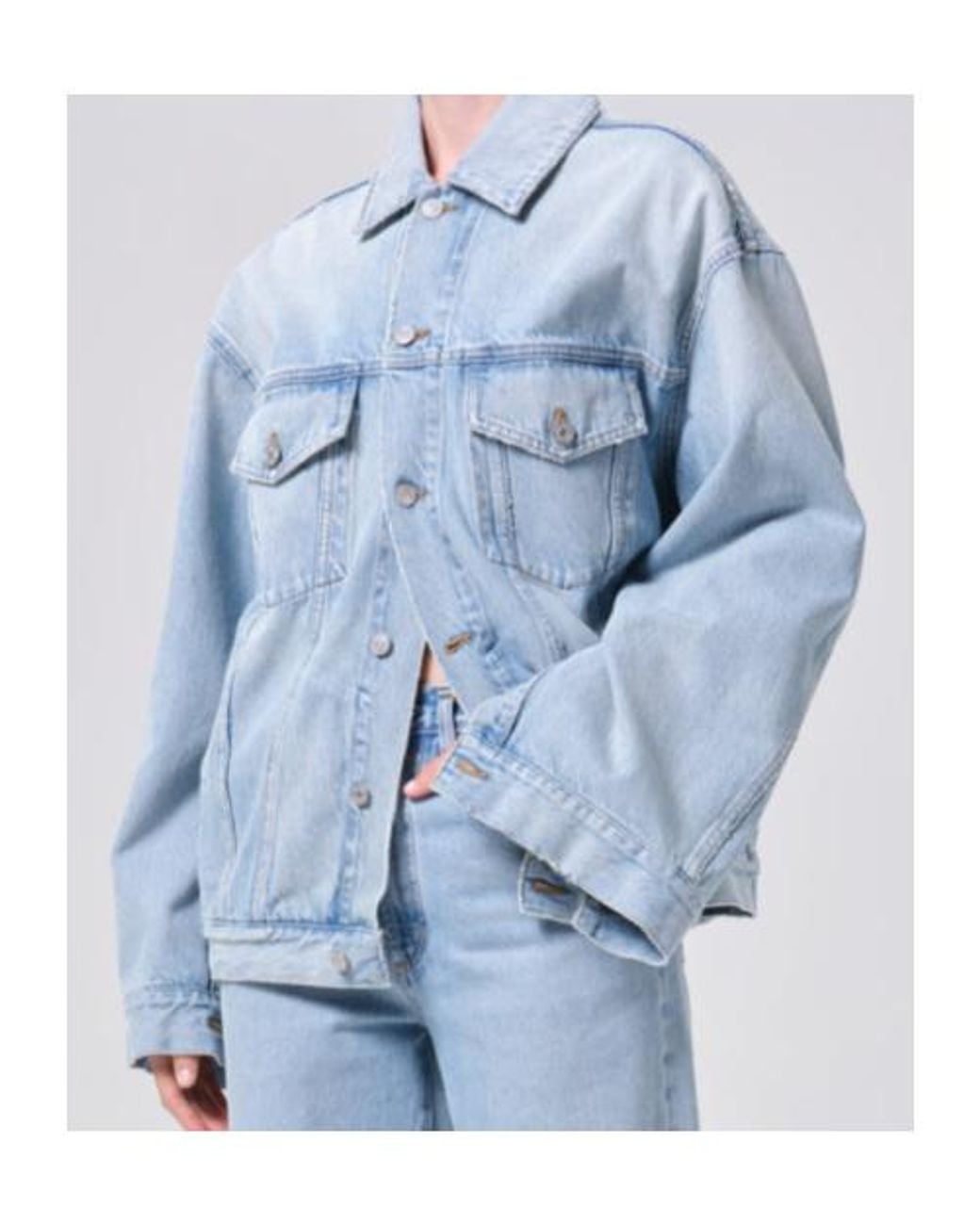 Agolde Blue Button-Up Denim Jacket