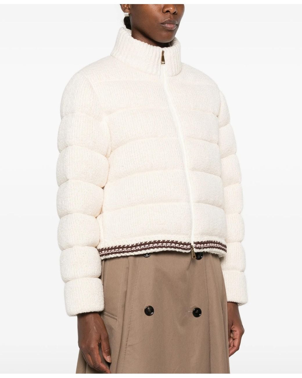 Moncler Natural Quilted Knitted Jacket