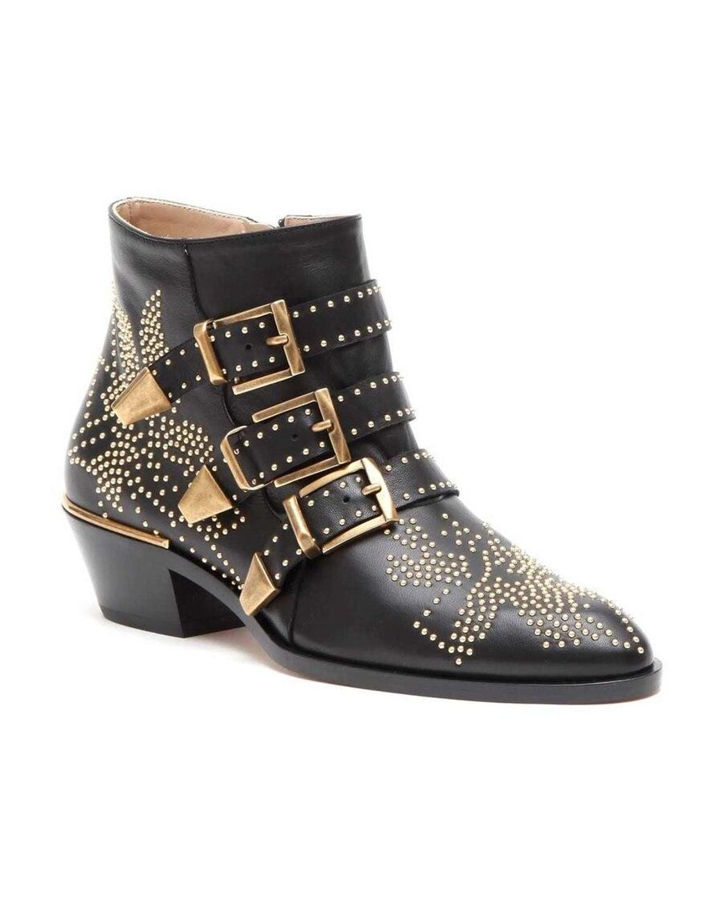Chloé Black Chloé Susanna Studded Heeled Ankle Boots