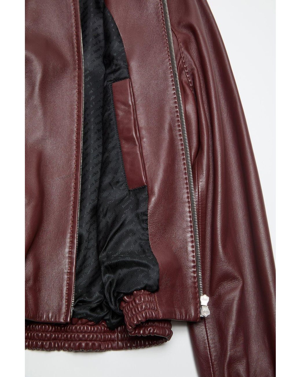 Acne Brown Full-Zip Leather Jacket for men