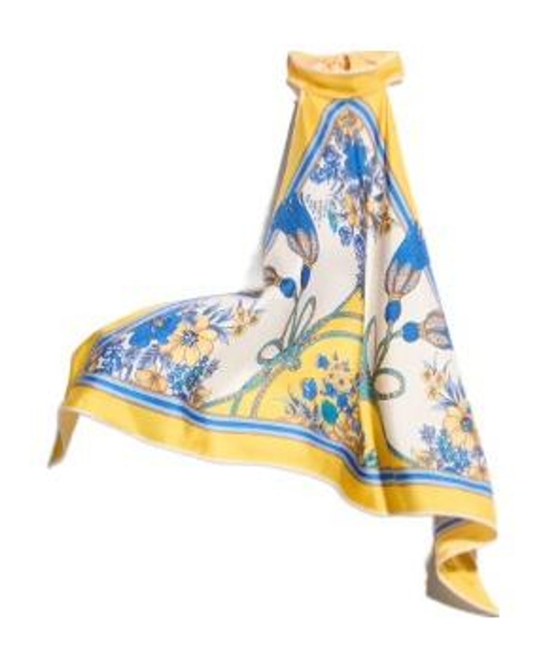 Gucci Blue Printed Silk Twill Top