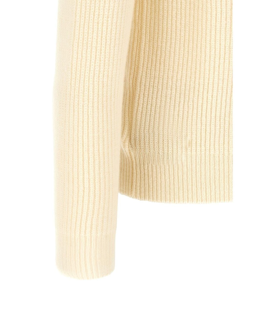 Zanone White Ribbed Mock-Neck Knitted Sweater for men
