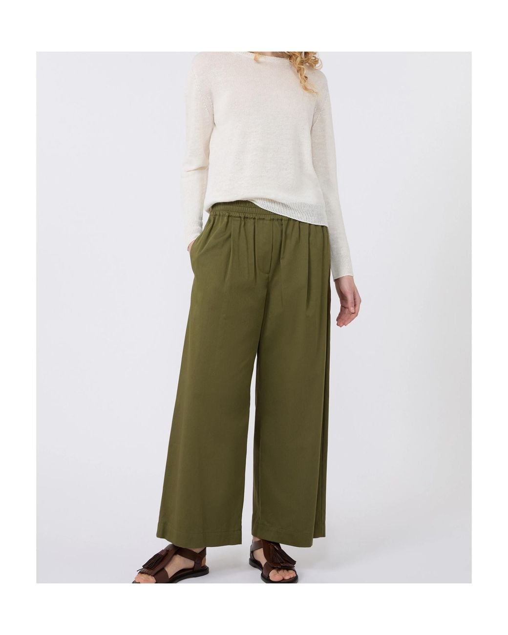 Weekend by Maxmara Green Elasticated-Waistband Trousers