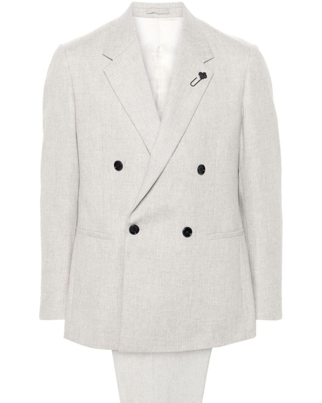 Lardini White Double-Breasted Suit for men