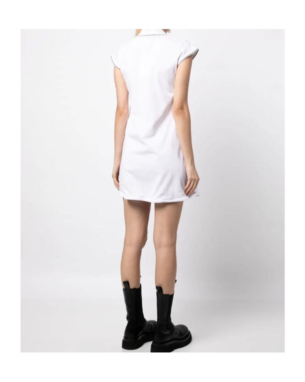 we11done White Contrast-Stitching Shirt Dress