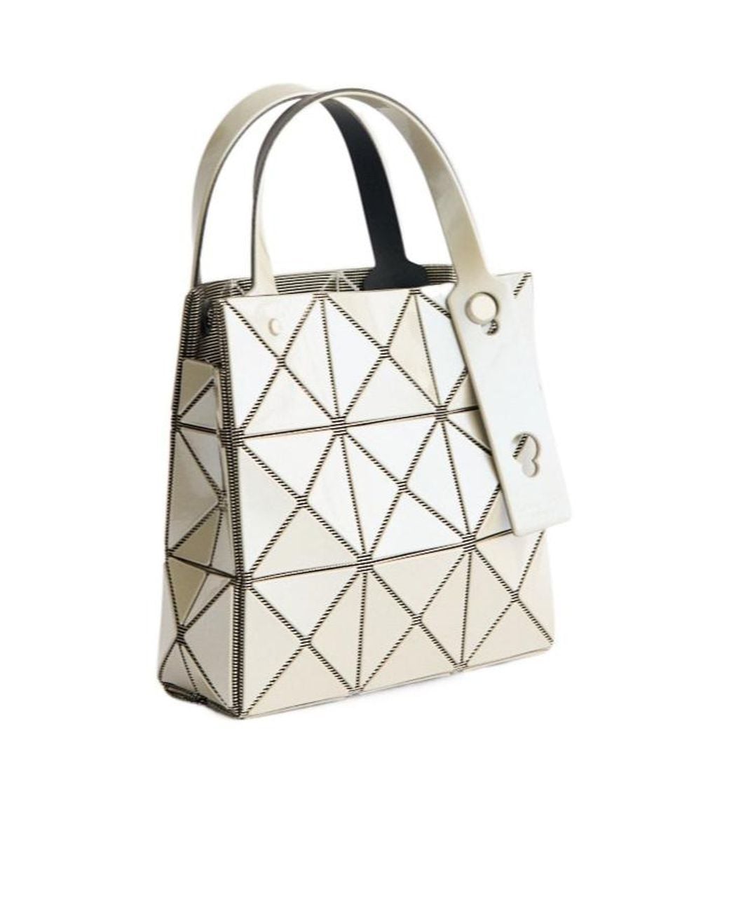 Issey Miyake White Geometric-Patterned Handbag
