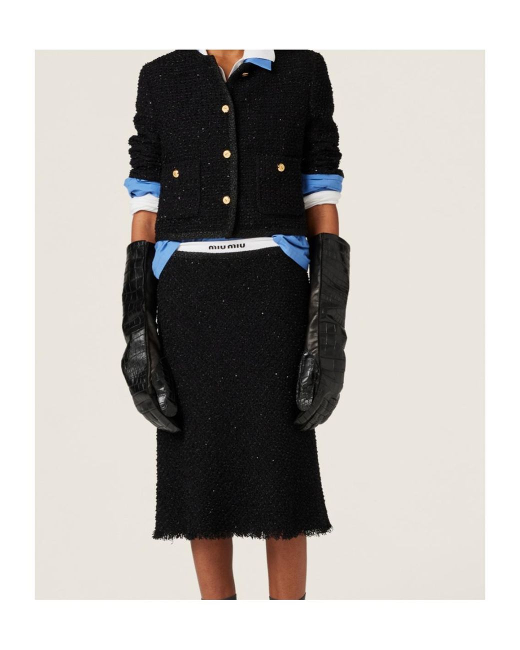 Miu Miu Black Button-Up Cropped Jacket