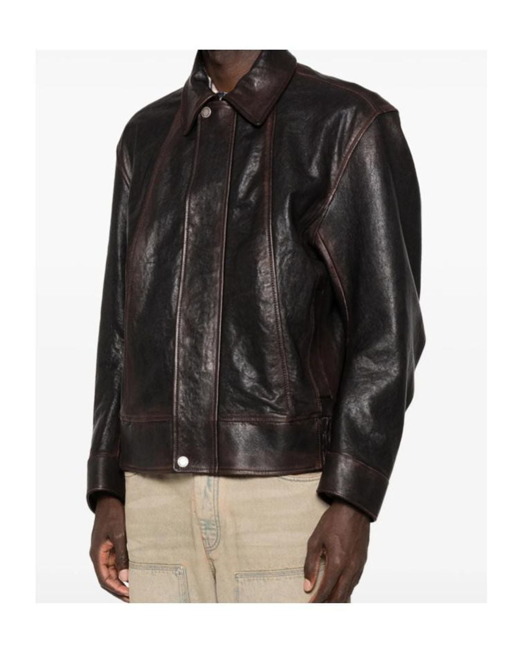 Golden Goose Deluxe Brand Black Leather Bomber Jacket for men