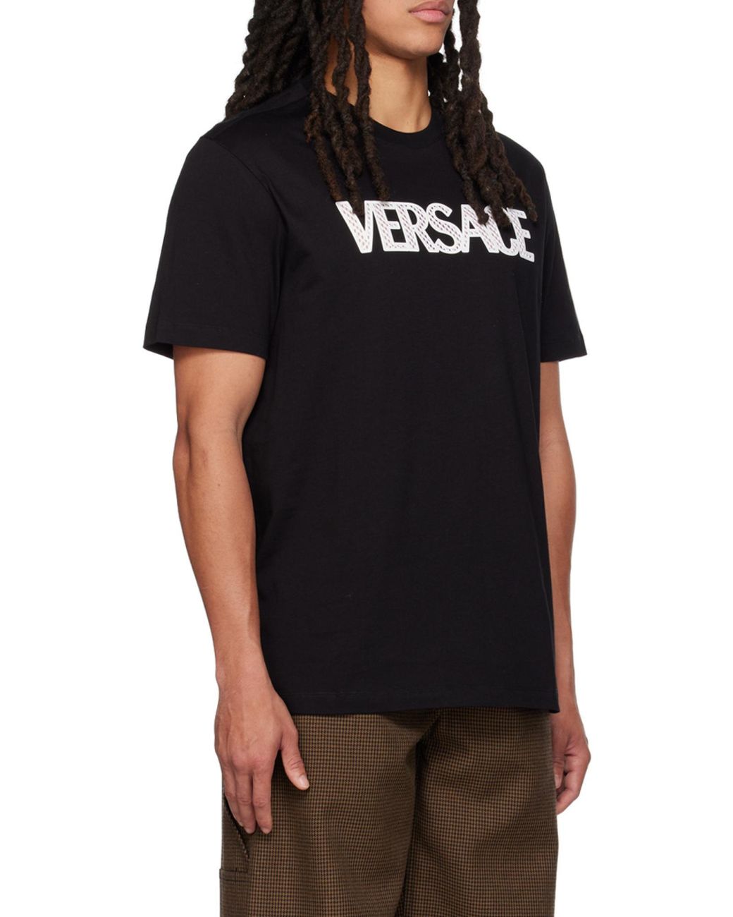 Versace Black Logo Detailed Crewneck T-Shirt for men