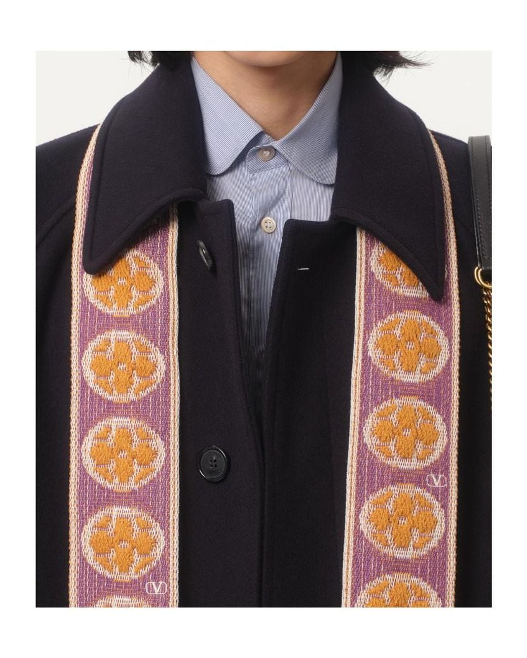 Valentino Blue Single-Breasted Straight Hem Coat for men