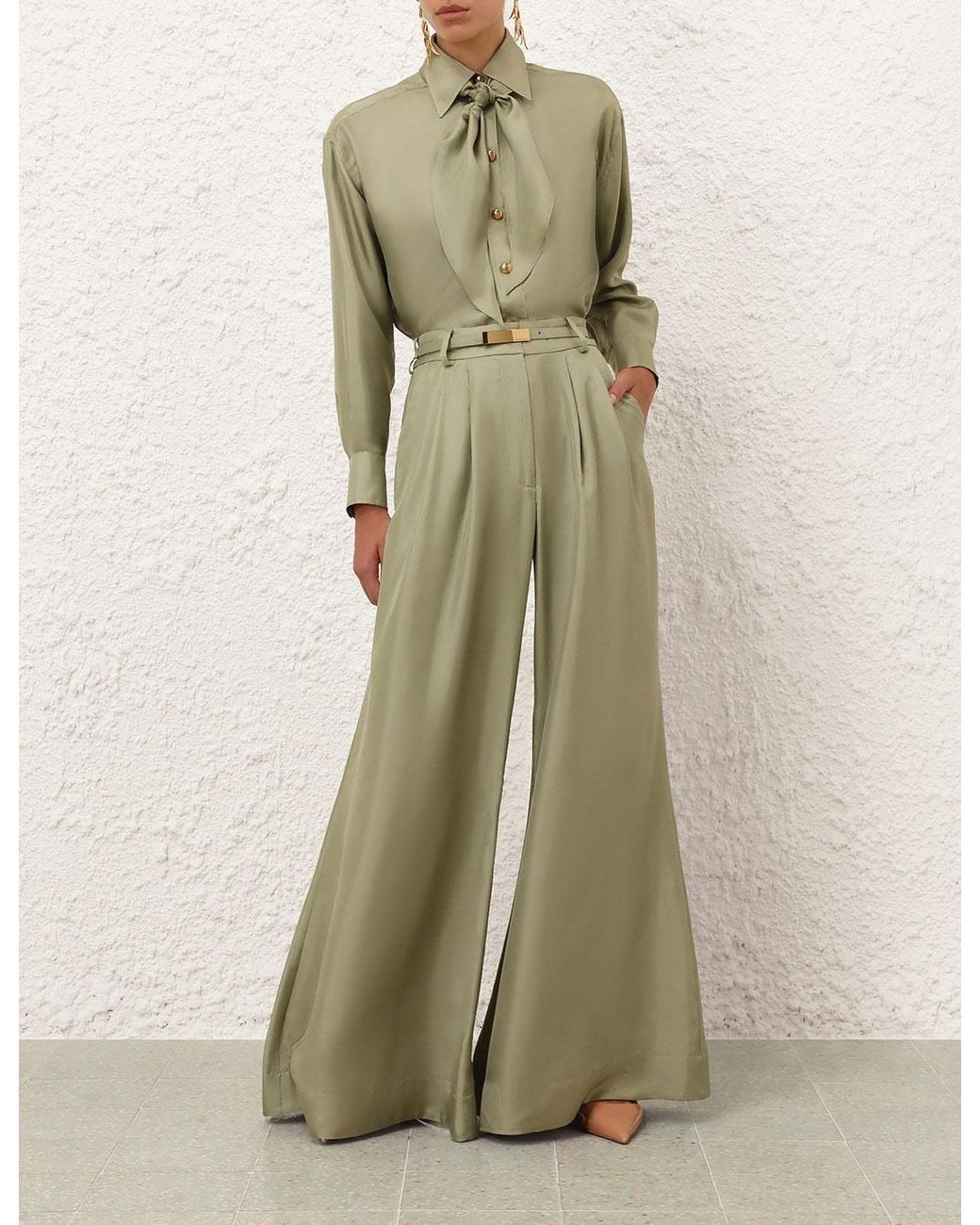 Zimmermann Green Wide Leg Pant
