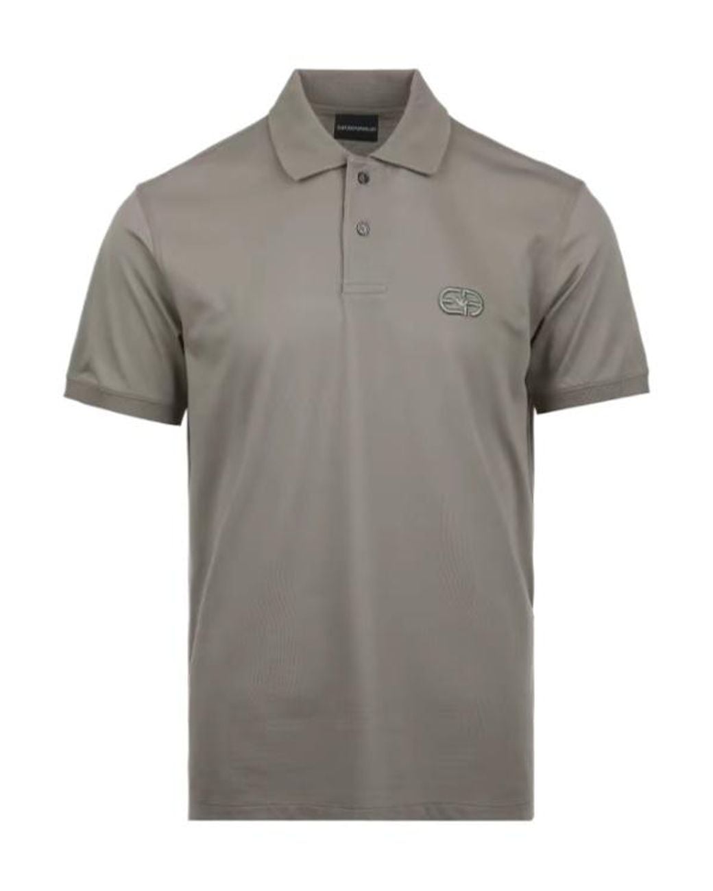 Emporio Armani Gray Logo-Embroidered Polo Shirt for men