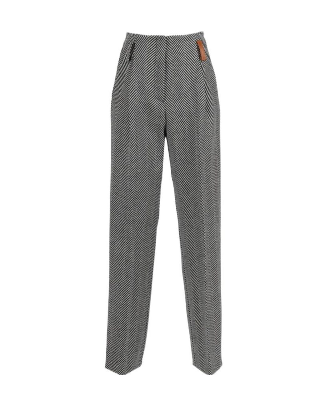 Forte_forte Gray Herringbone Pleated Trousers
