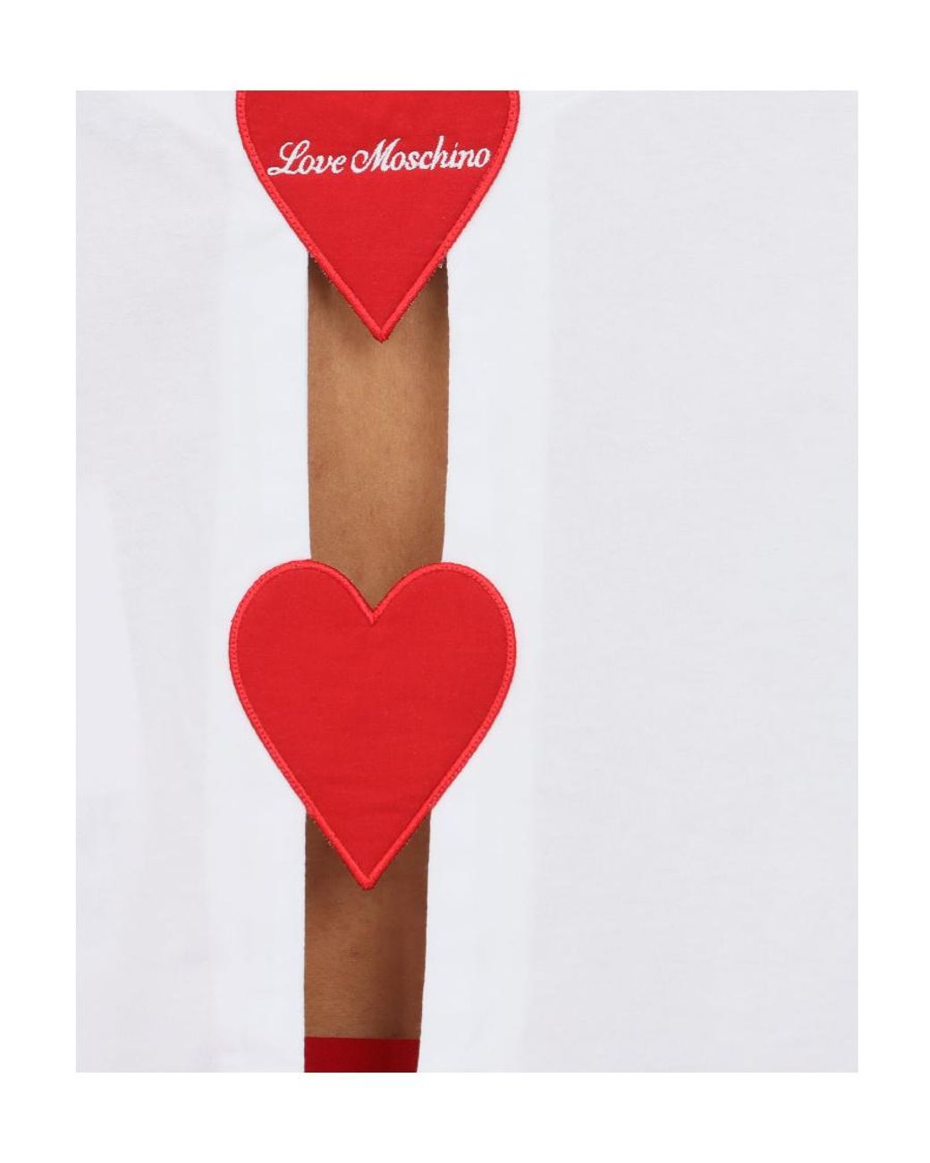 Moschino White Heart-Shaped Detail T-Shirt