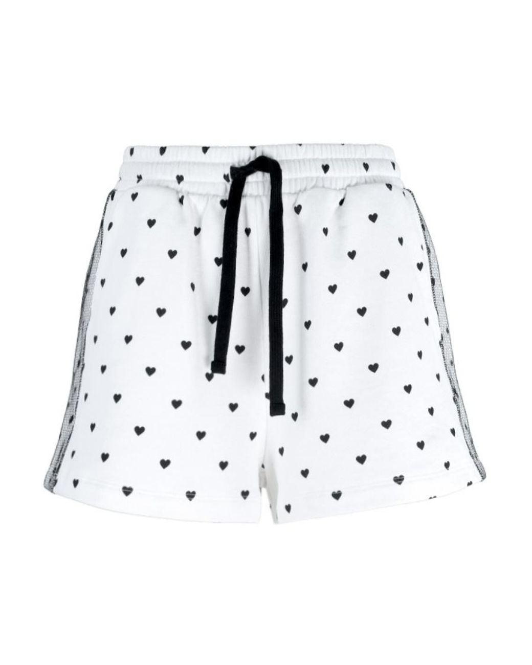 RED Valentino White Heart Printed Drawstring Shorts
