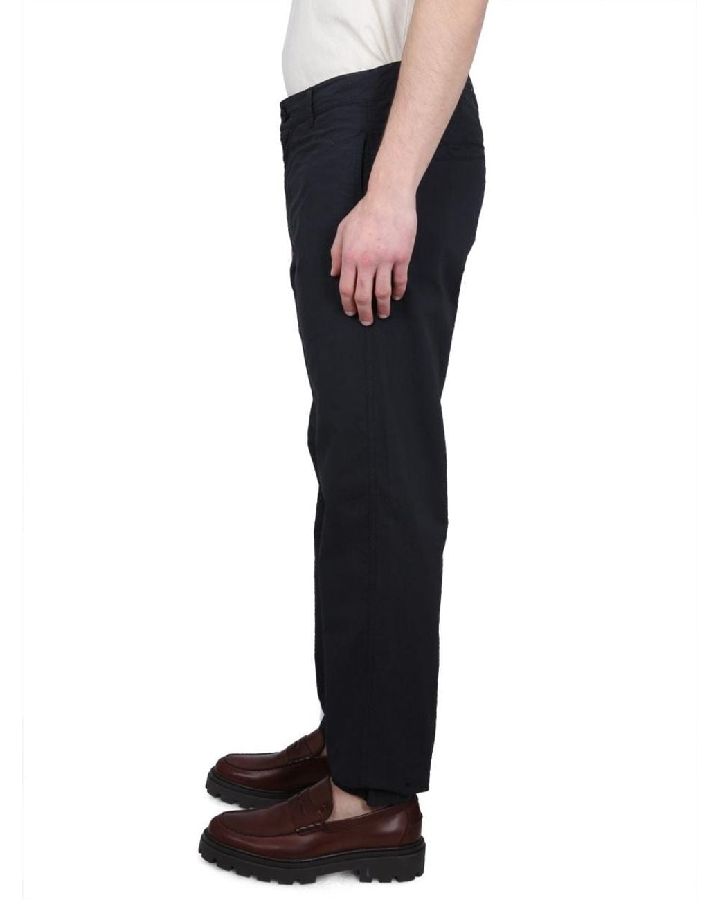 Aspesi Black Straight-Leg Drawstring Chino Trousers for men