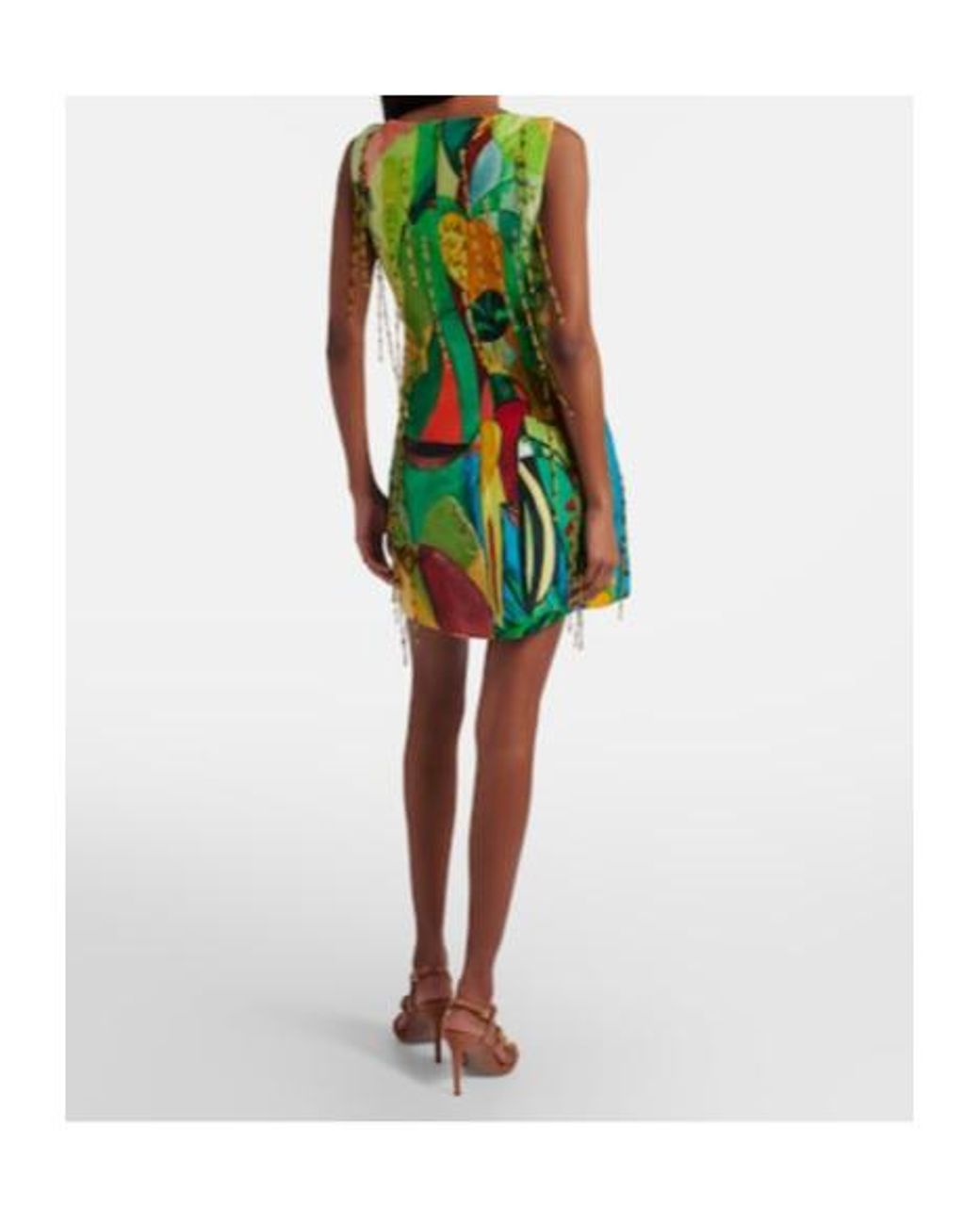 ALÉMAIS Green Mokshini Beaded Linen-Blend Minidress