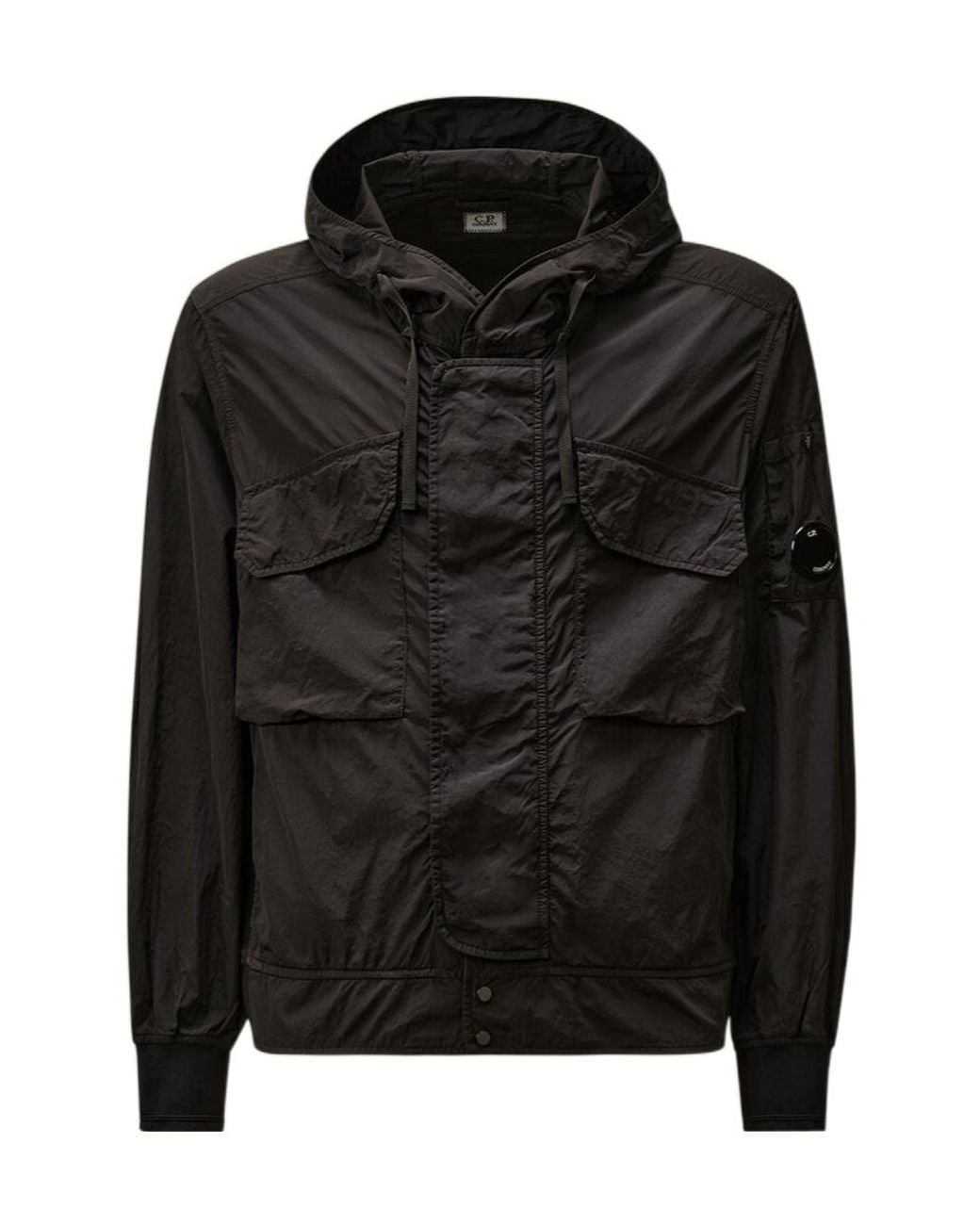 C P Company Black Hooded Utility Jacket for men