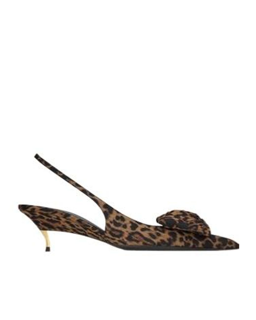 Saint Laurent Brown Silk Dakota Slingback Pumps 50
