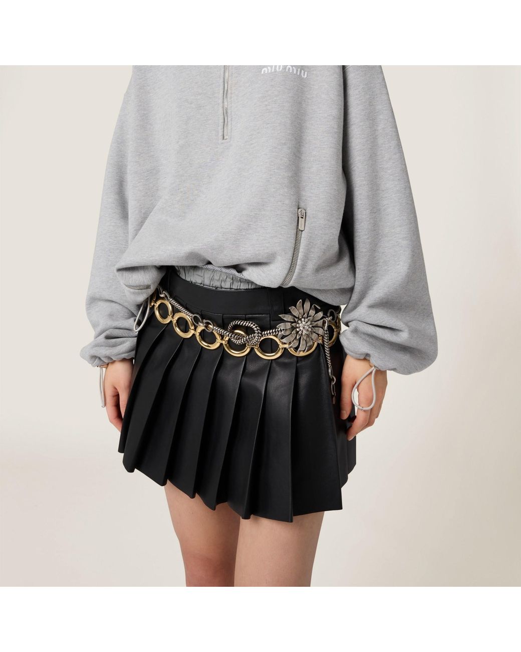 Miu Miu Black Nappa Leather Skirt