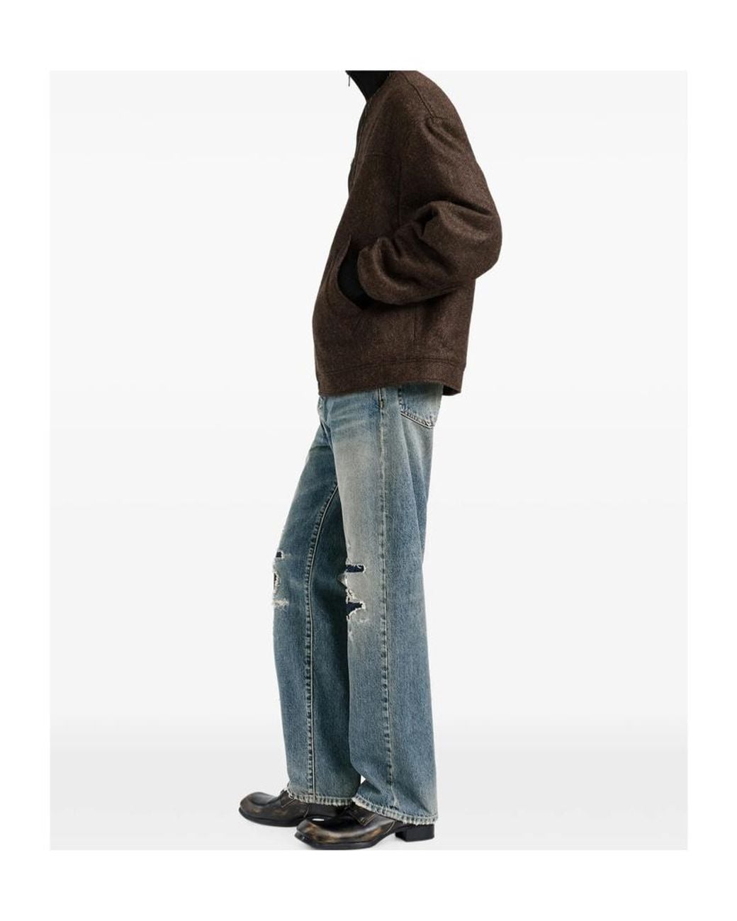 Maison Margiela Black Herringbone Wool Zip Jacket for men