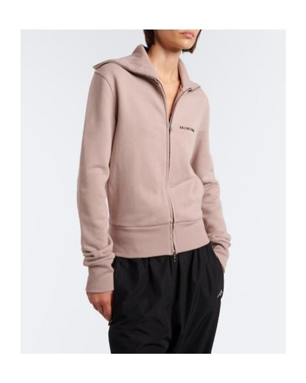 Balenciaga Pink Logo Cotton Zip-Up Sweatshirt