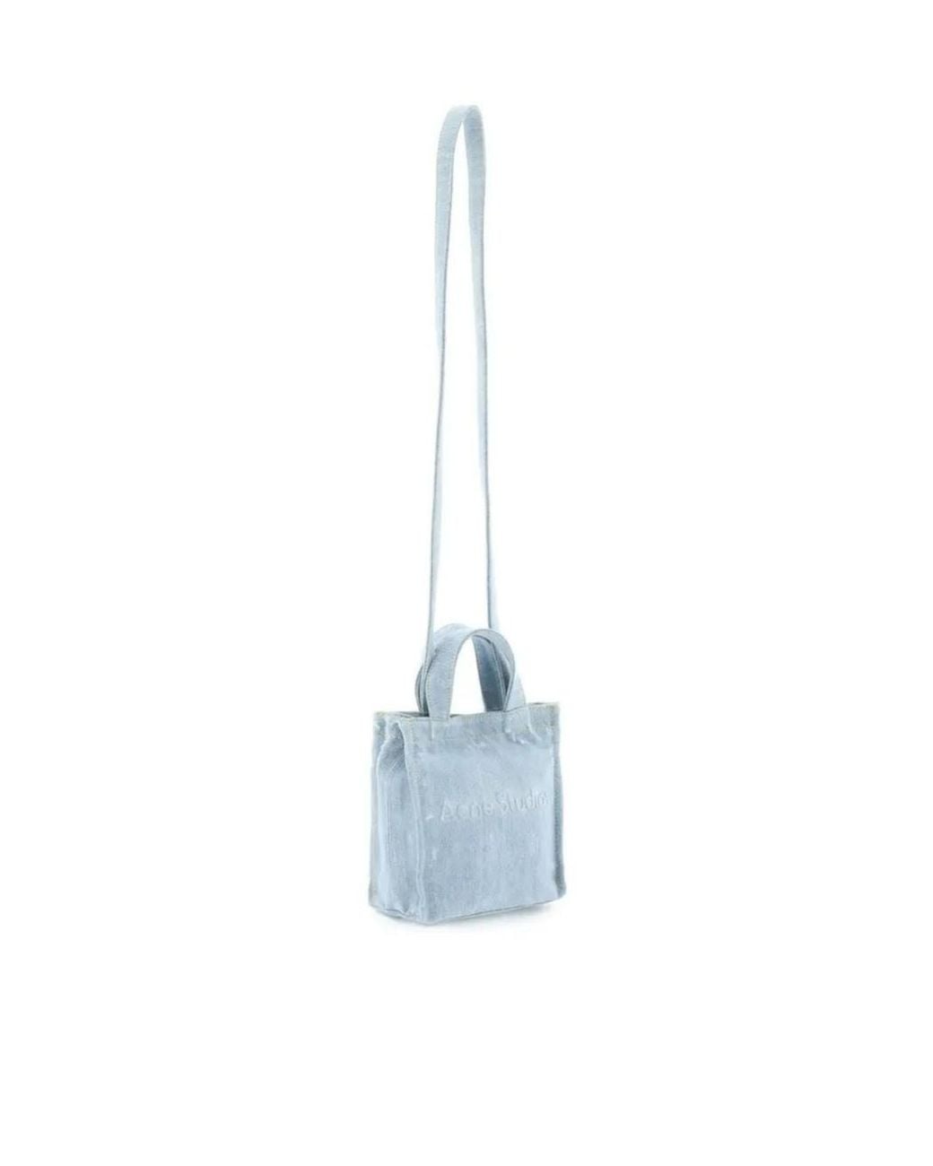Acne Blue Logo Embossed Denim Tote Bag