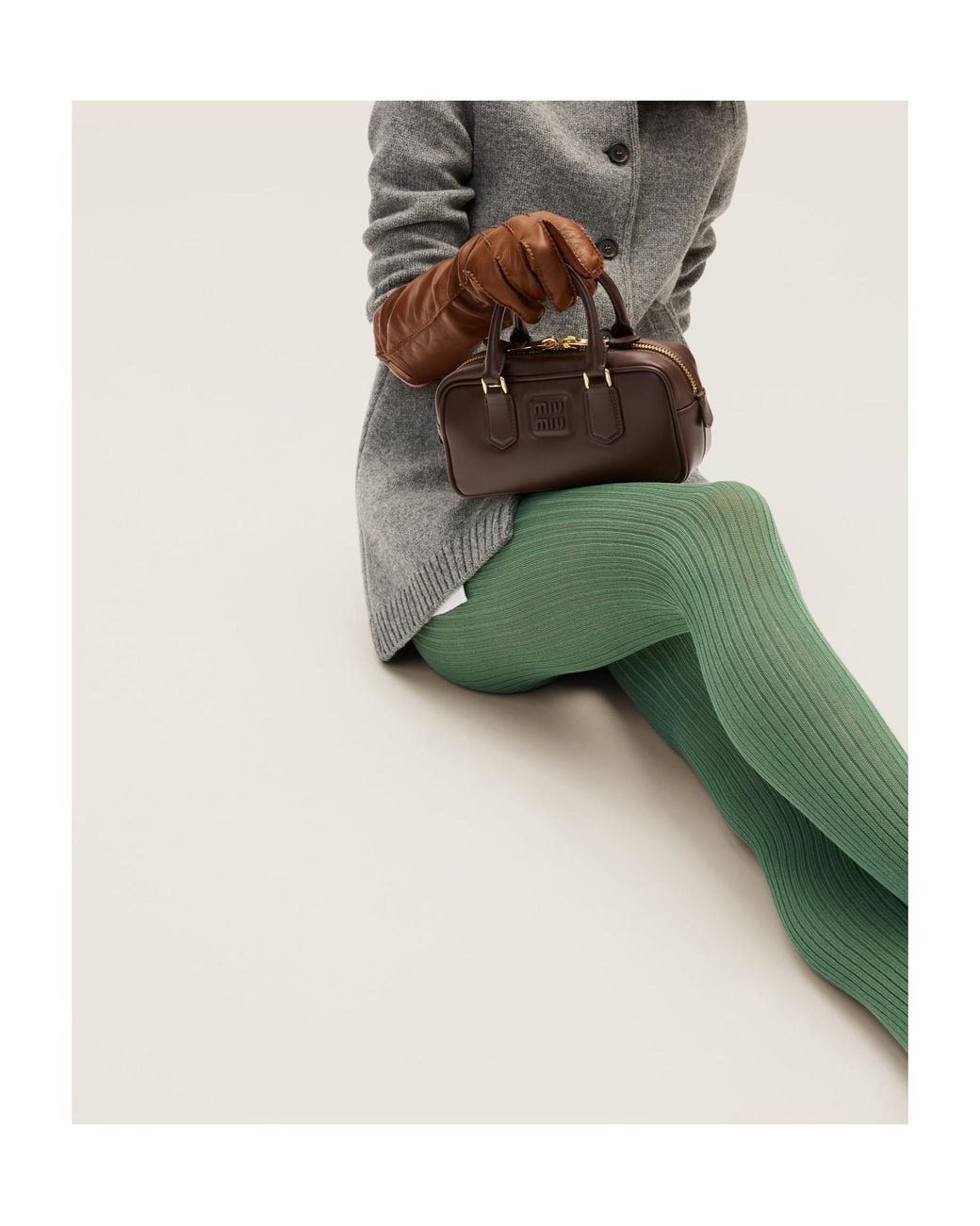 Miu Miu Brown Arcadie Leather Bag