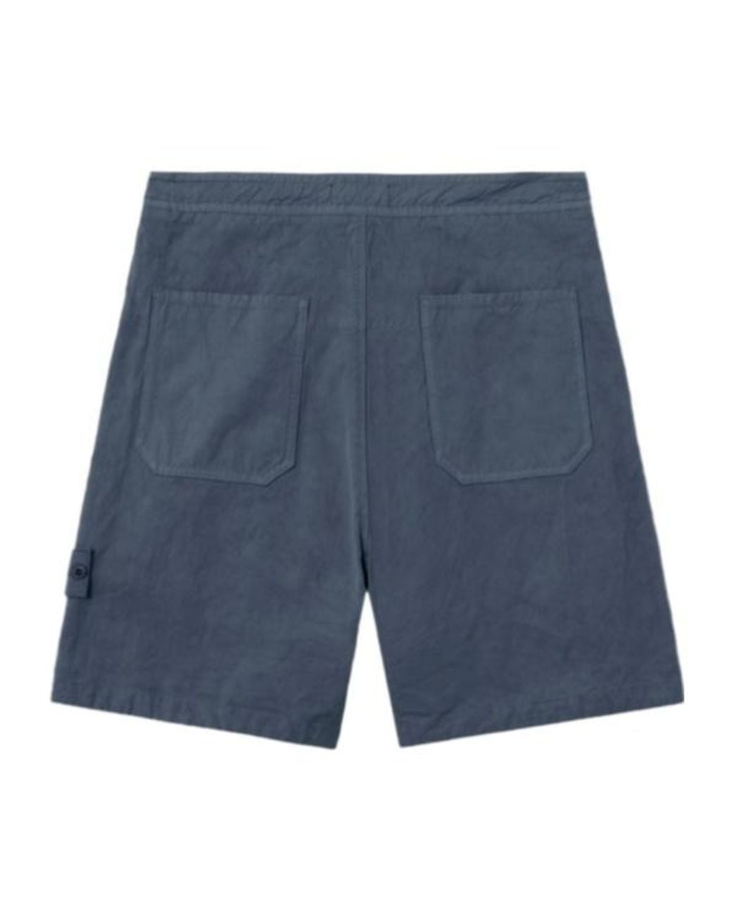 Stone Island Blue Logo Patch Buttoned Shorts for men