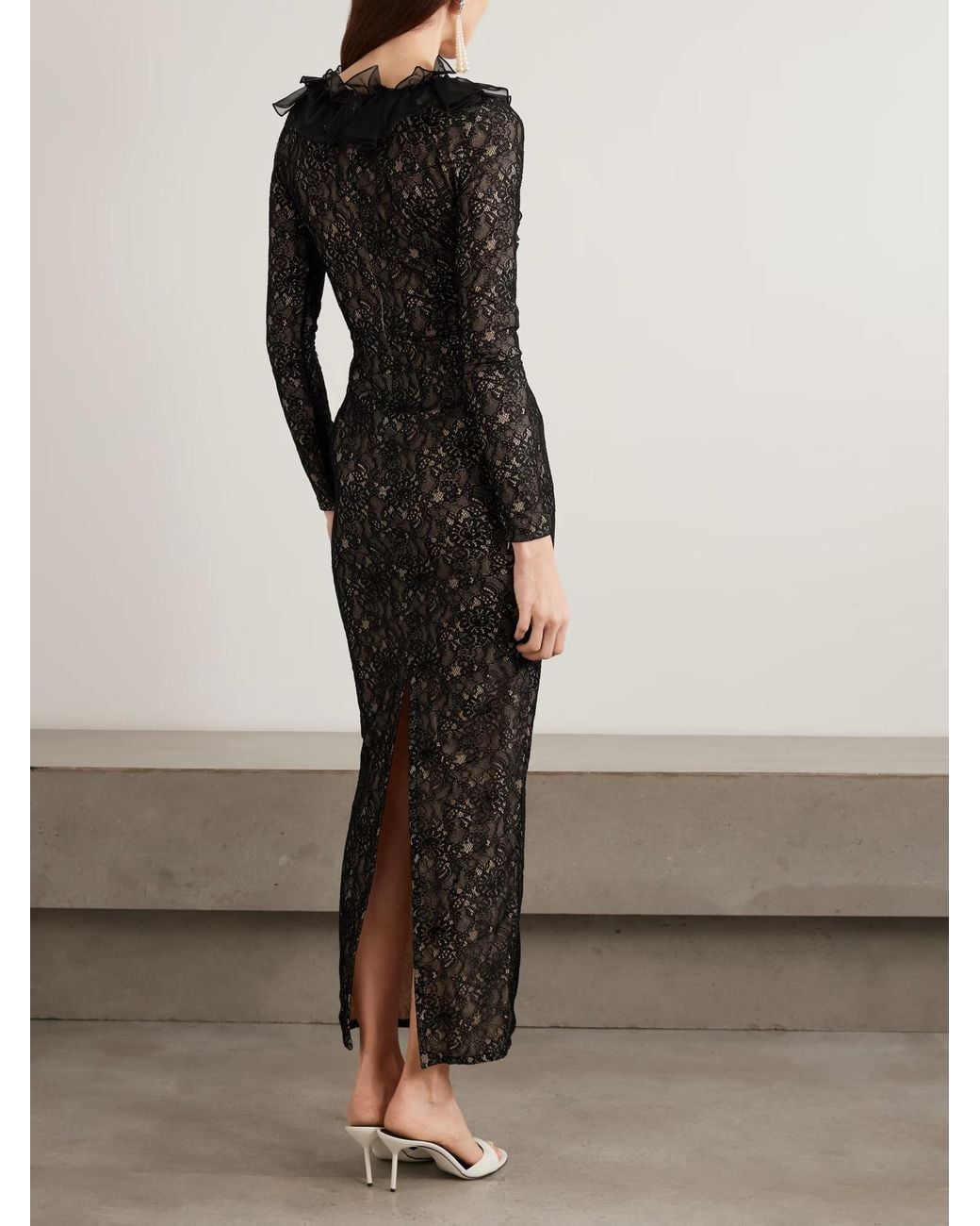 Alessandra Rich Black Bow-Knot Ruffle Dress