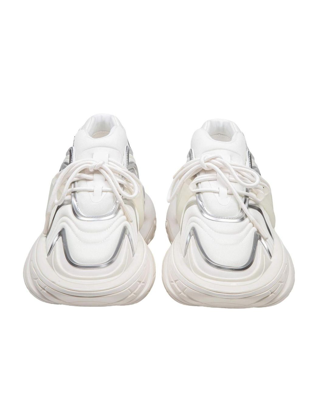 Balmain White Unicorn Wave Panelled Sneakers for men