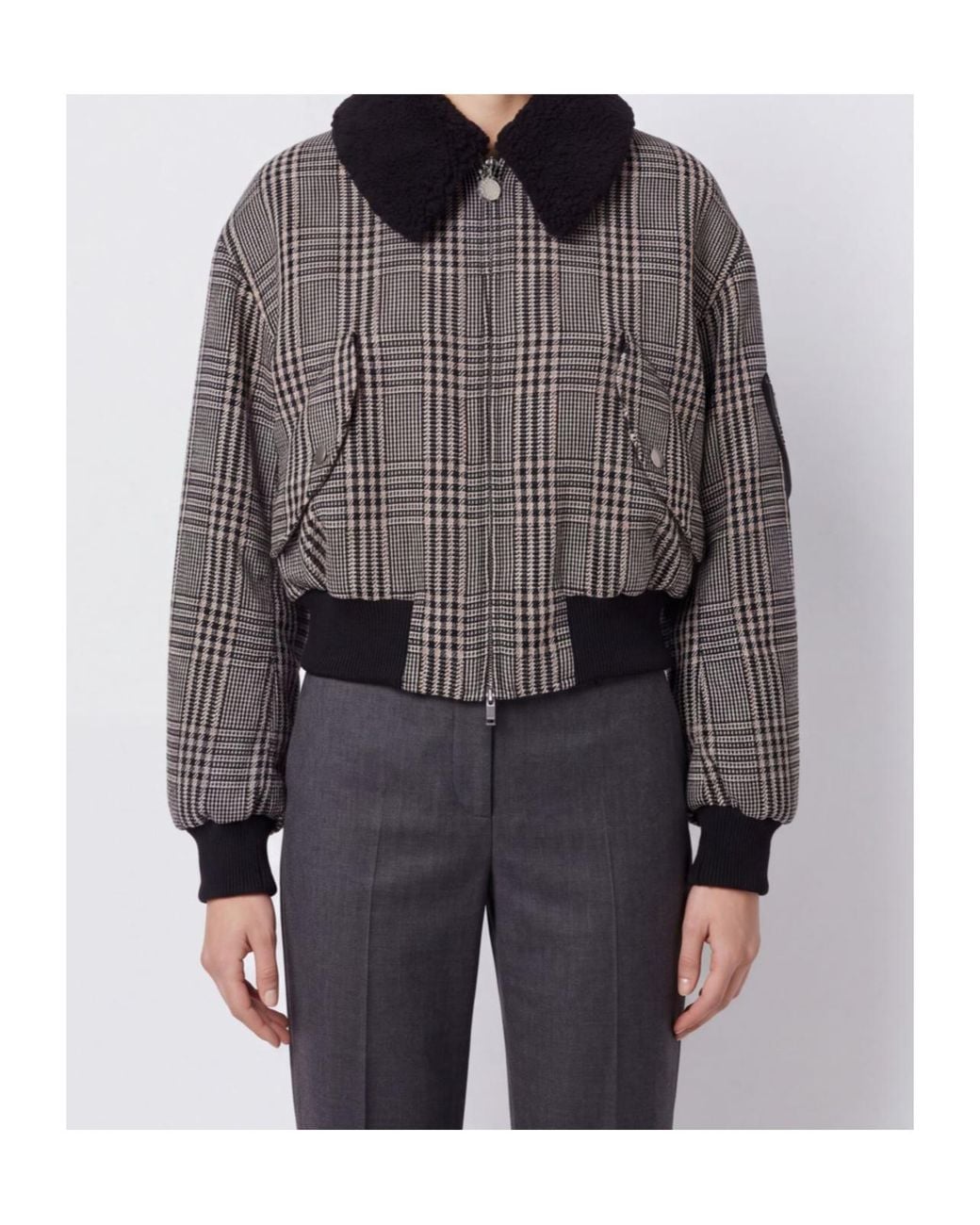 Stella McCartney Gray Padded Zipped Bomber Jacket