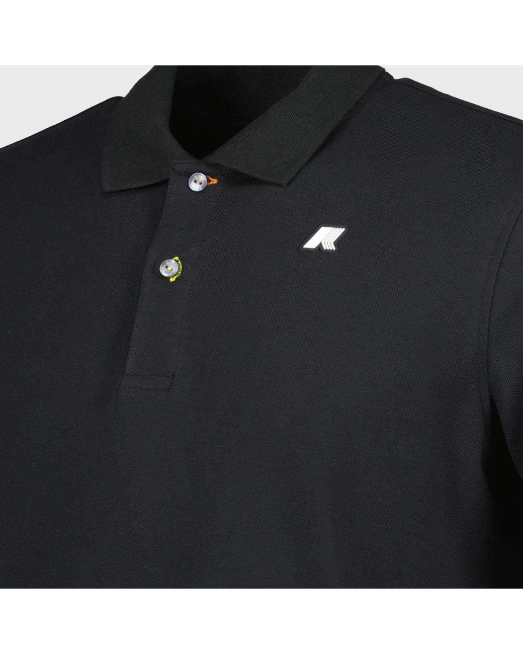 K-Way Black Logo Patch Short-Sleeved Polo Shirt for men