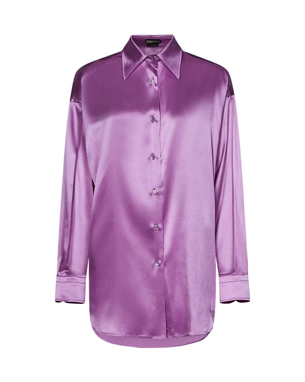 Tom Ford Purple Long-Sleeved Satin Shirt