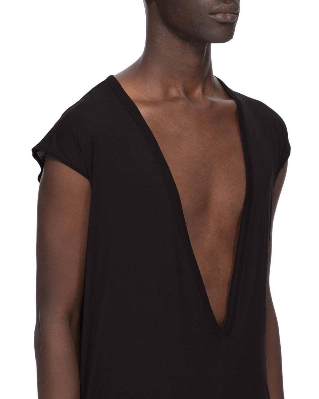 Rick Owens Black Dylan V-Neck T-Shirt for men