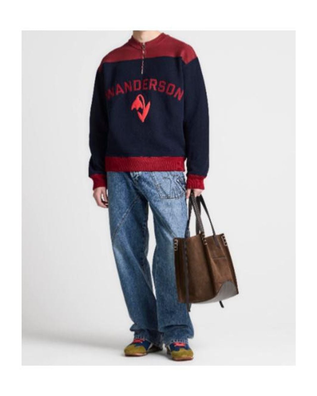 J.W. Anderson Blue Jw Anderson Logo Half-Zip Sweatshirt for men
